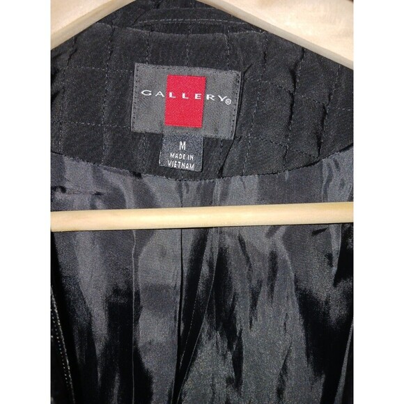 Gallery Women Coat Jacket Medium Quilt Black Long Sleeve Collared Zip Up Pockets - Picture 4 of 11